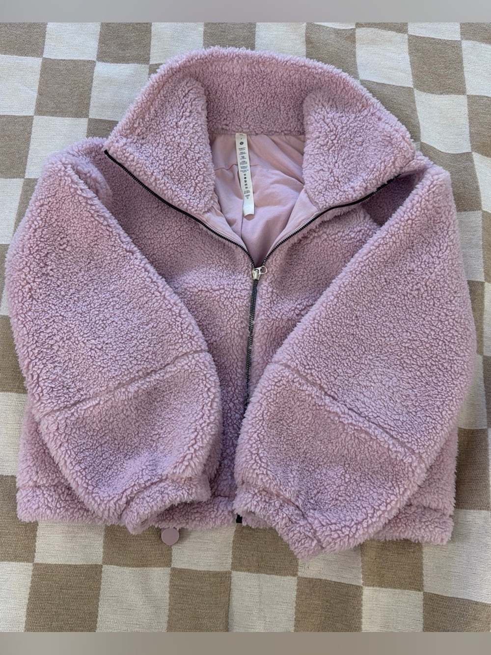 Lululemon Cinchable Fleece Zip Up Jacket In Pink Peony, Size 4
